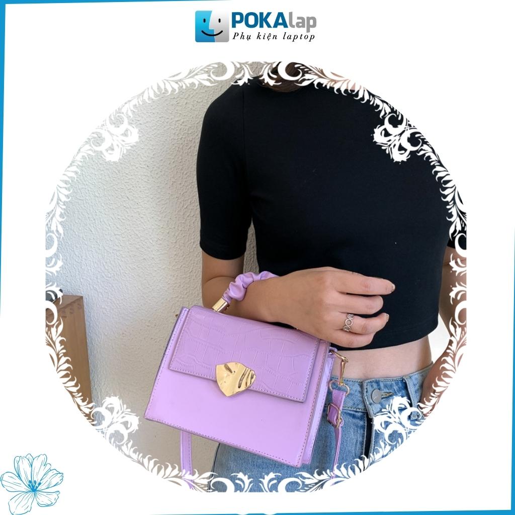 Túi xách nữ, túi đeo chéo nữ POKA24 đeo chéo hình vuông khóa cài cách điệu phong cách Hàn quốc ngọt ngào - POKALAP