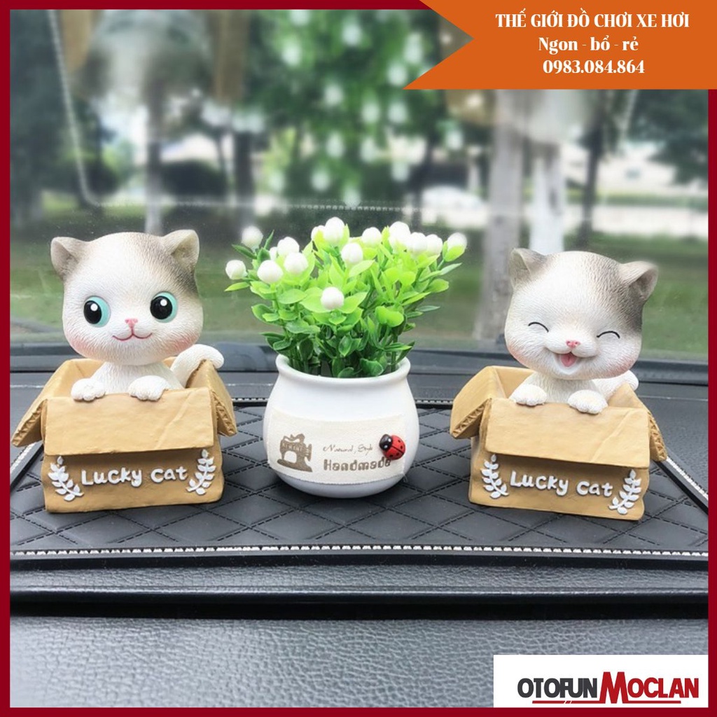 Trang trí taplo ô tô -  Mèo Lucky Cat đặt bàn học bàn làm việc văn phòng - phòng ngủ decor siêu xinh và dễ thương