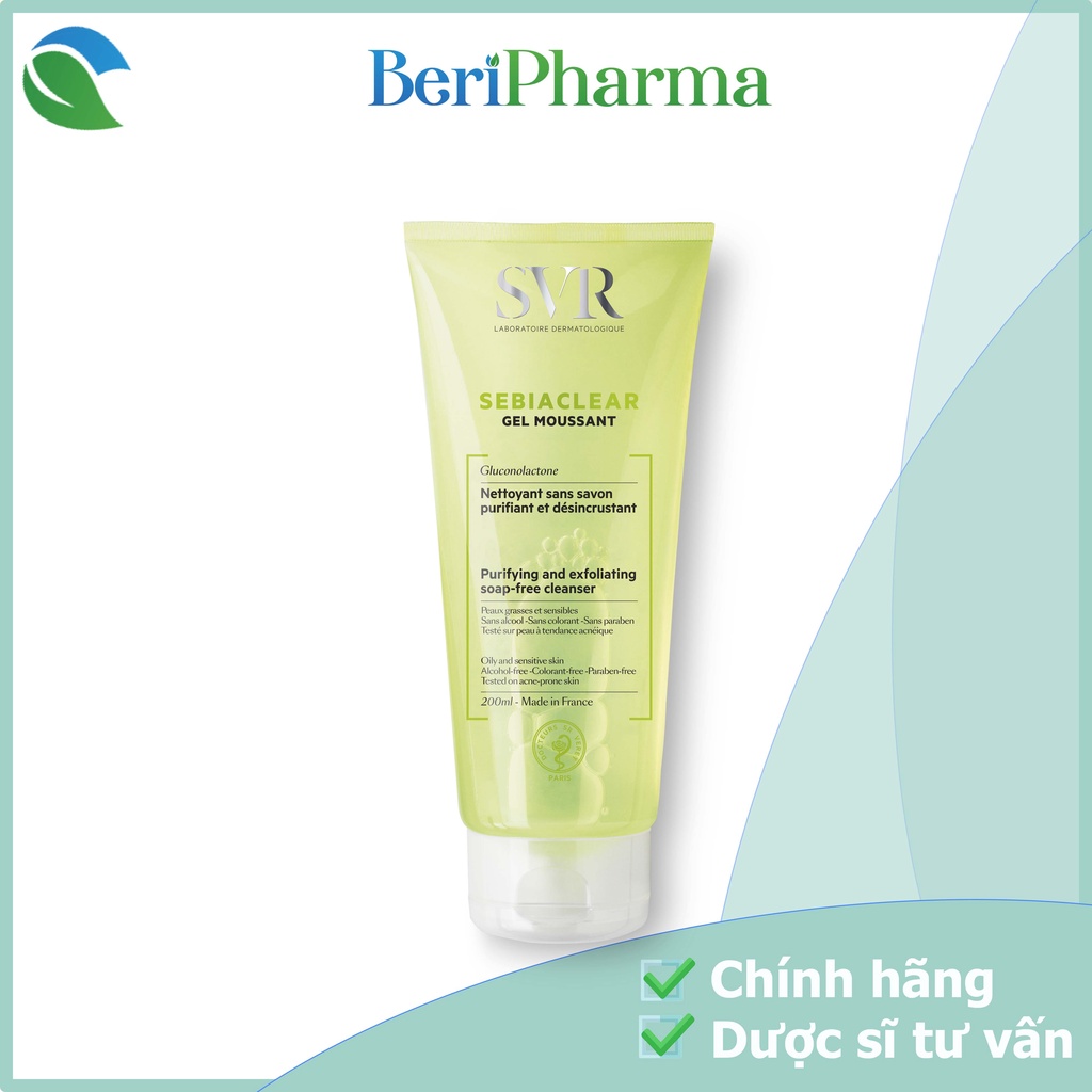 SVR Gel Rửa Mặt Dành Cho Da Dầu Sebiaclear Moussant 200ml