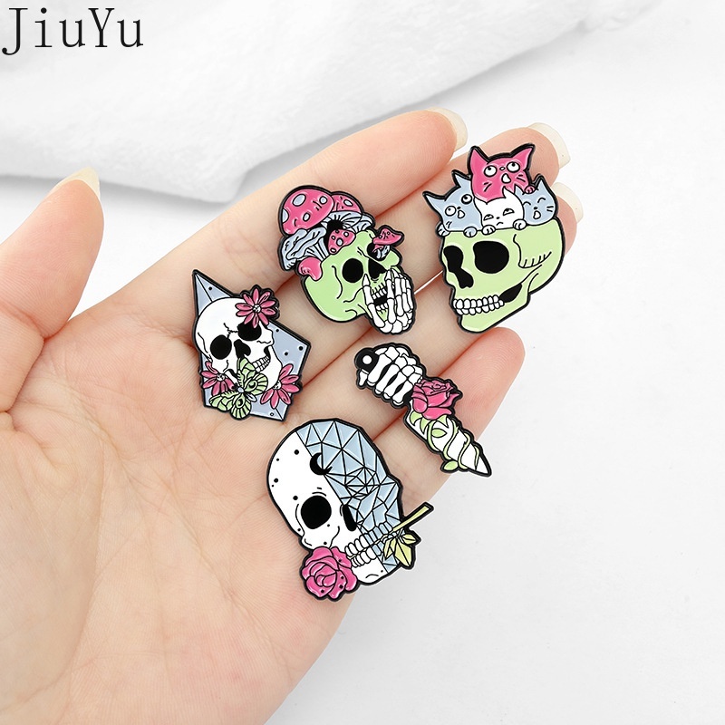 Ghim Cài Áo Kim Loại Hình Đầu Lâu Phong Cách Hip hop Thời Trang