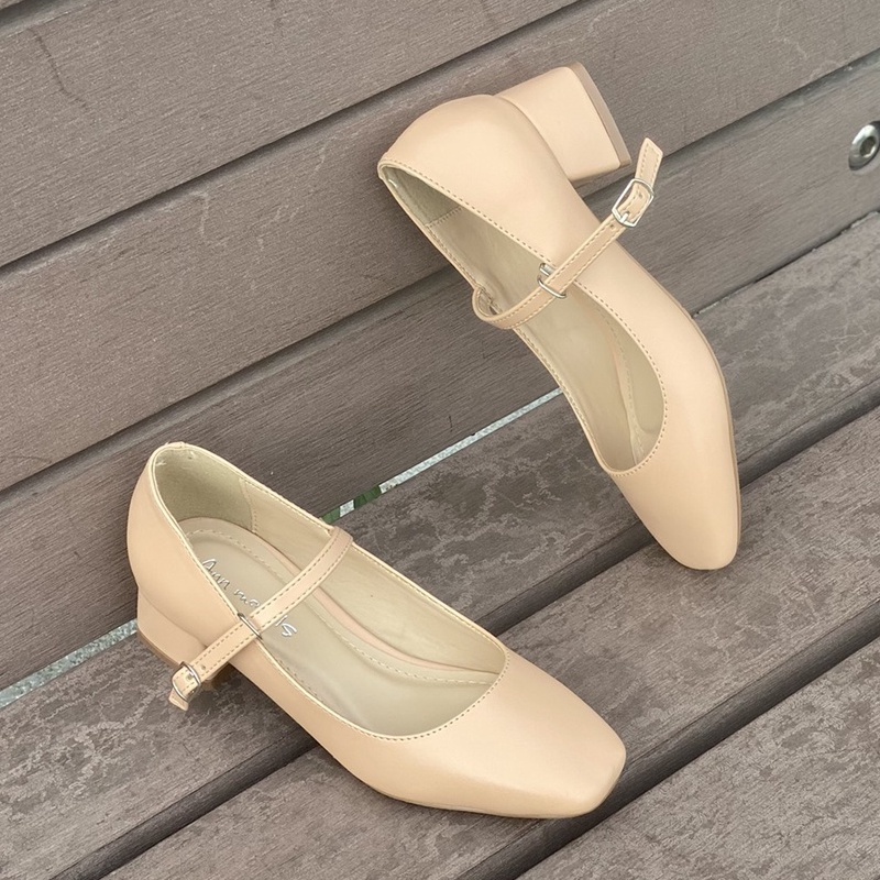 Giày mary jane cao gót mũi vuông đế vuông cao 3p thời trang Annmodes_A1004QNDXM