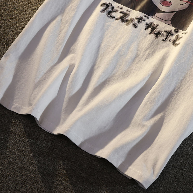 Cute Japanese Pattern Printed Loose Sleeve T-shirt 2021