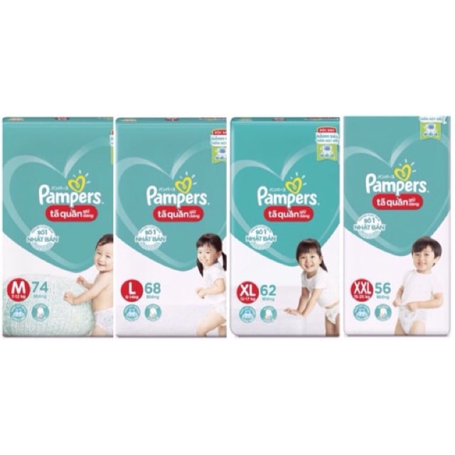 (Mẫu mới) Bỉm pamper quần m60/l54/xl48/m74/l68/xl62/xxl56