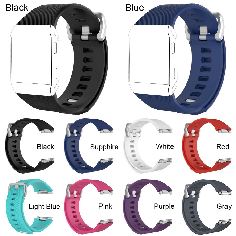 MI-Premium Soft Silicone Replacement Sports Strap Striped Fitbit Ionic Smart Watch (Free Size)