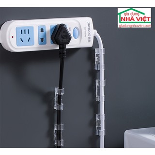 Bộ đai nẹp cố định dây điện dán tường trong suốt đường kính 7mm và 10mm