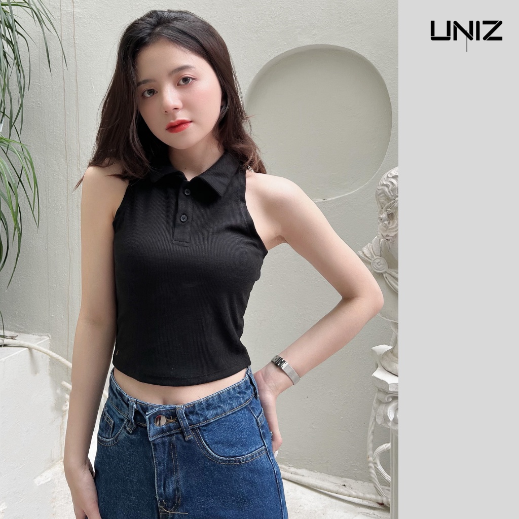 [Mã BMBAU50 giảm 7% đơn 99K] ( ảnh thật ) Áo croptop cổ polo thời trang gợi cảm UNIZ cho nữ mã53