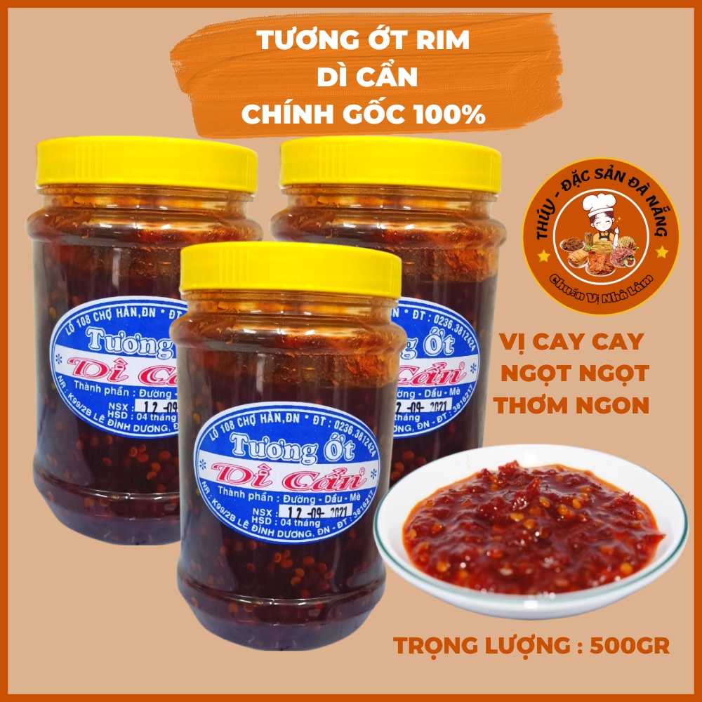 Tương ớt Dì Cẩn hũ 500gr Tưong ớt rim chấm cái gì cũng ngon vị cay cay ngọt ngọt