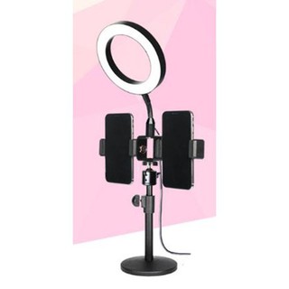 Giá Đỡ 2 Điện Thoại Có Đèn Livestream 3 chế độ Phone Live Fill Light - Giá đỡ 2 Điện Thoại Có Đèn Led Chụp Ảnh 3in1