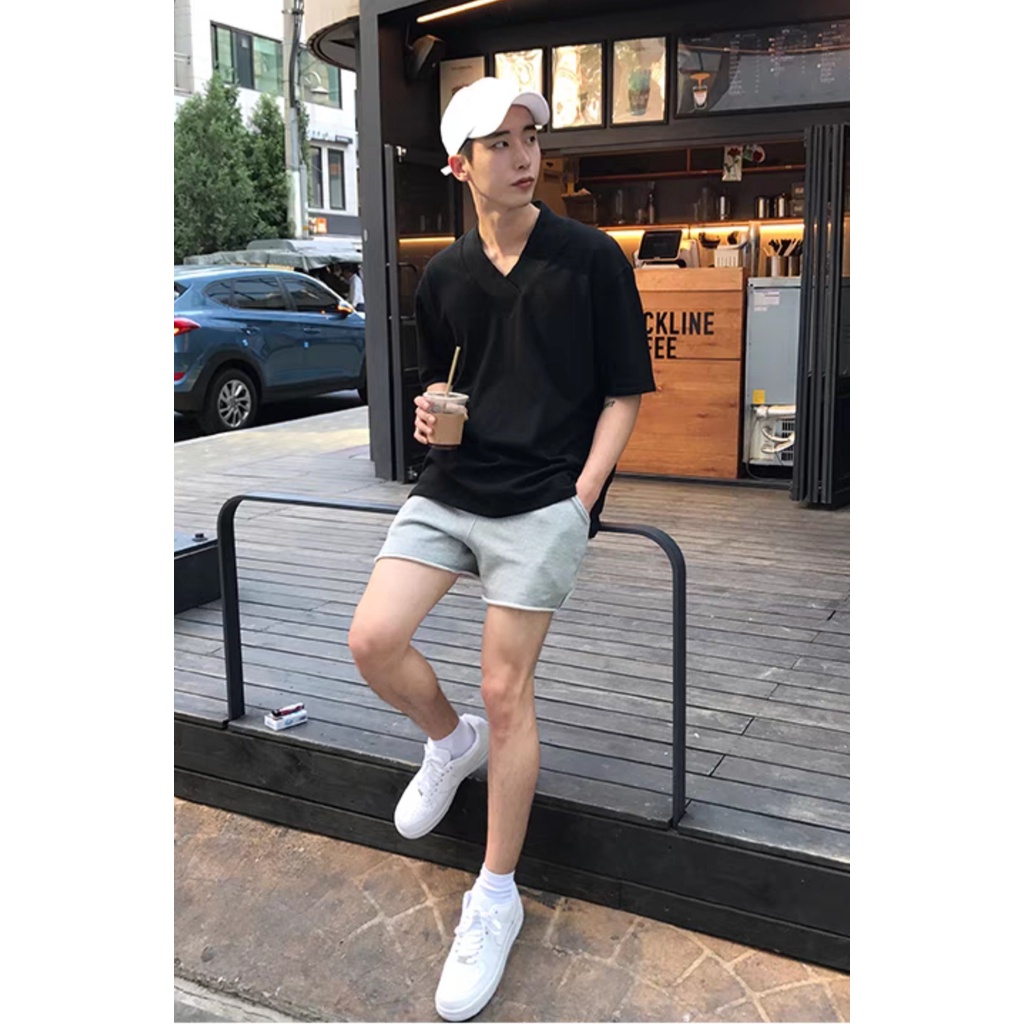 Áo thun Unisex Cổ V Cotton len HOOK Giá sỉ