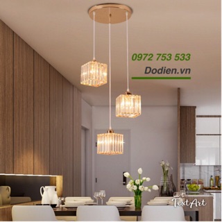 Đèn chùm thả 3 pha lê đèn thả bàn ăn hiện đại