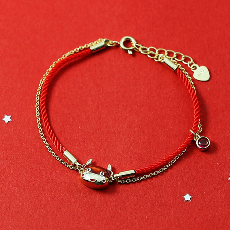 Vòng tay mạ bạc S925 màu đỏ may mắn