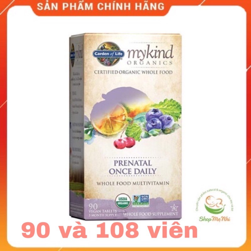 mykind Vitamin Hữu cơ cho Mẹ bầu và sau sinh Garden of life Mykind Prenatal Once Daily 108v 90v. .