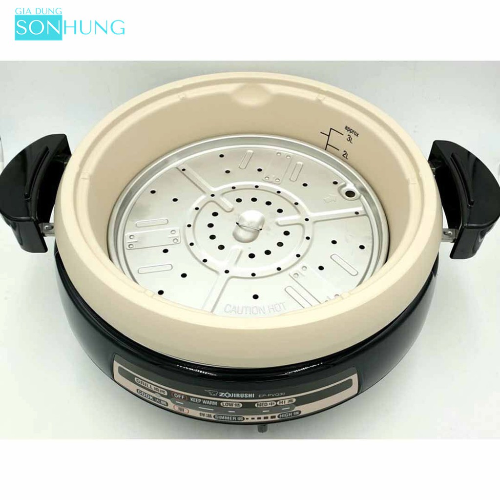 [HÀNG NHẬT]NỒI LẨU NƯỚNG ĐIỆN 3 TRONG 1 ZOJIRUSHI EP-PVQ30-BA DUNG TÍCH 3.0 LÍT [BẢO HÀNH CHÍNH HÃNG 1 NĂM]