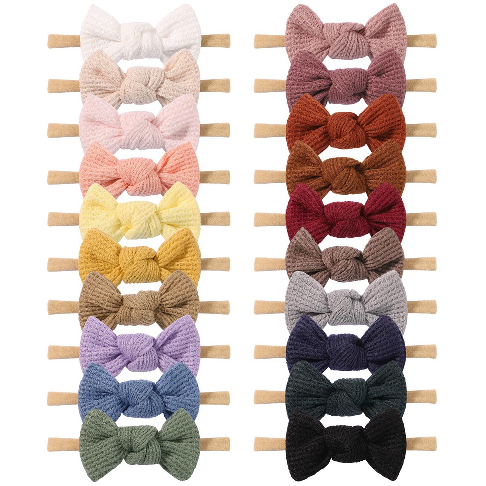 Băng đô KIDSBOWS đính nơ nylon cotton co giãn màu trơn 3.2inch xinh xắn dành cho bé gái