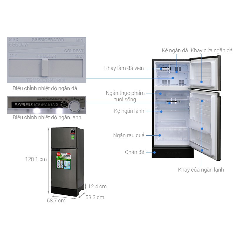 X201E SL - Tủ lạnh Sharp Inverter 196 Lít SJ-X201E-SL Chính Hãng