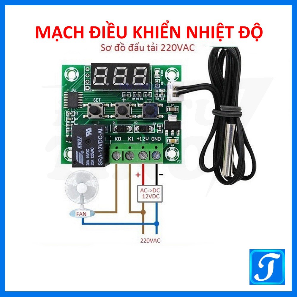 Mạch điều khiển Nhiệt Độ 12V XH-W1209 cảm biến nhiệt độ và điều khiển XH-W1209