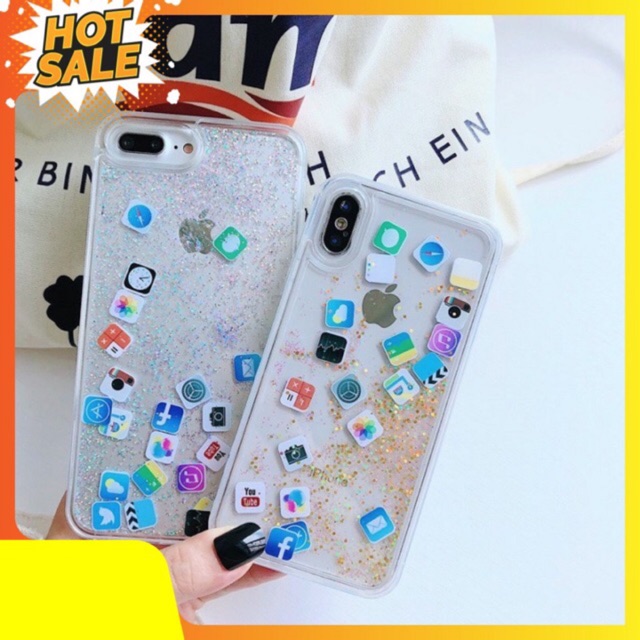 Ốp nhũ nước chảy hình icon ứng dụng chuyển động ( Giá rẻ nhất Shopee  )