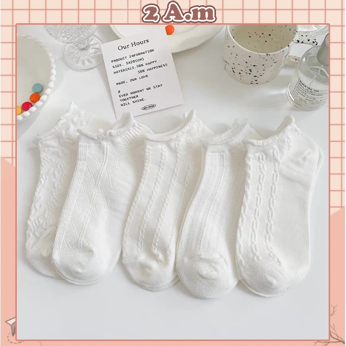 Tất Cổ Ngắn Nữ Thời Trang Hàn Quốc - Vớ Nữ Ngắn Cổ Bèo Màu Trắng Phong Cách Hàn Quốc
