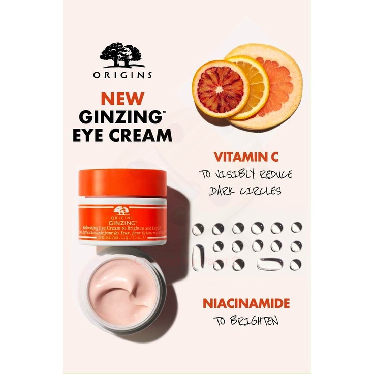 ORIGINS 🌿 Kem dưỡng sáng da vùng mắt Ginzing™ Vitamin C Eye Cream to Brighten and Depuff