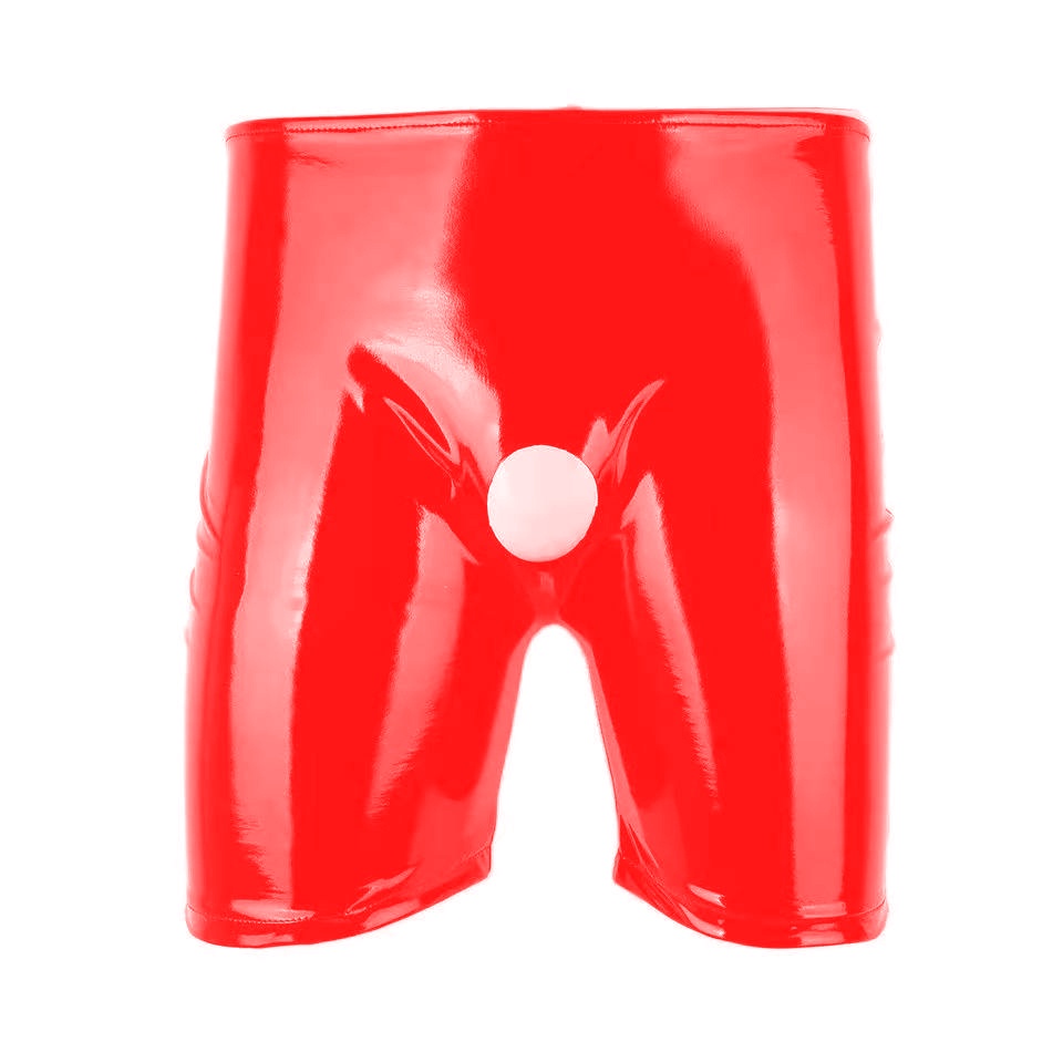Đàn ông sexy hở đáy quần PVC da boxer quần ngắn da sáng bóng Sexy Open Crotch PVC Leather Short Pants For Sex Mens Glossy Latex Bodycon Crotchless Patent Leather Boxer Sexy Bottom Underwear [Sexybuyer-211]
