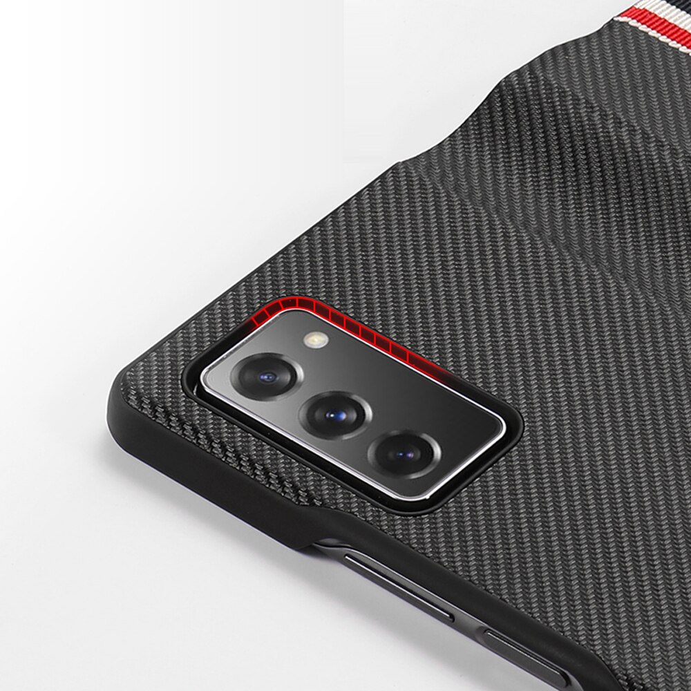 Bao da điện thoại chất liệu PU và sợi carbon có nắp gập cho Samsung Galaxy Z Fold 2 5G