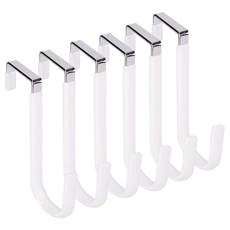 Set 6 Móc Treo Đồ Bằng Cao Su Mềm Chống Trầy Xước Màu Trắng Cho Nhà Tắm