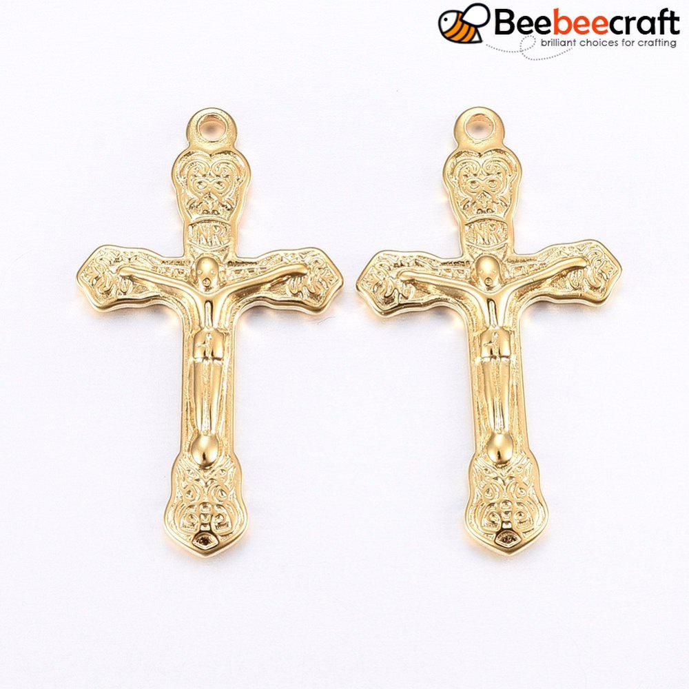 1-10 Mặt Vòng cổ Hình Thánh Giá Bằng Thép Không Gỉ 304 Mạ Vàng Chất Lượng Cao Cho Nam