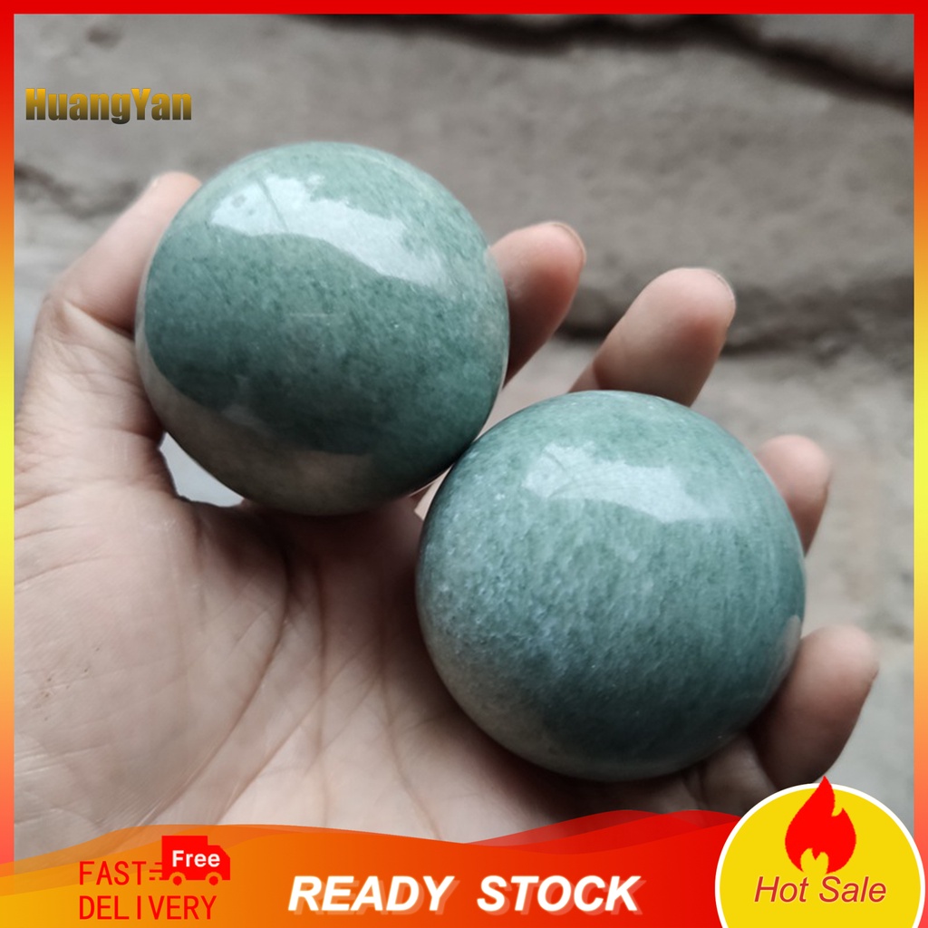 Bộ 2 Bóng Đá Ngọc Bích Xanh Lục Tự Nhiên Giảm Căng Thẳng Dùng Tập Thể Dục Ngón Tay