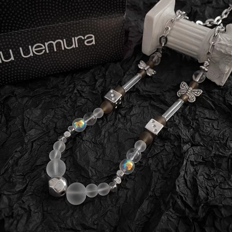 Vòng Cổ Mặt Hình Xúc Xắc Và Hình Bướm Thời Trang Hip Hop - Dây Chuyền Thép Không Gỉ Hình Xúc Xắc Có Thể Điều Chỉnh