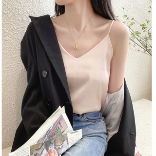 Áo 2 dây trơn lụa satin