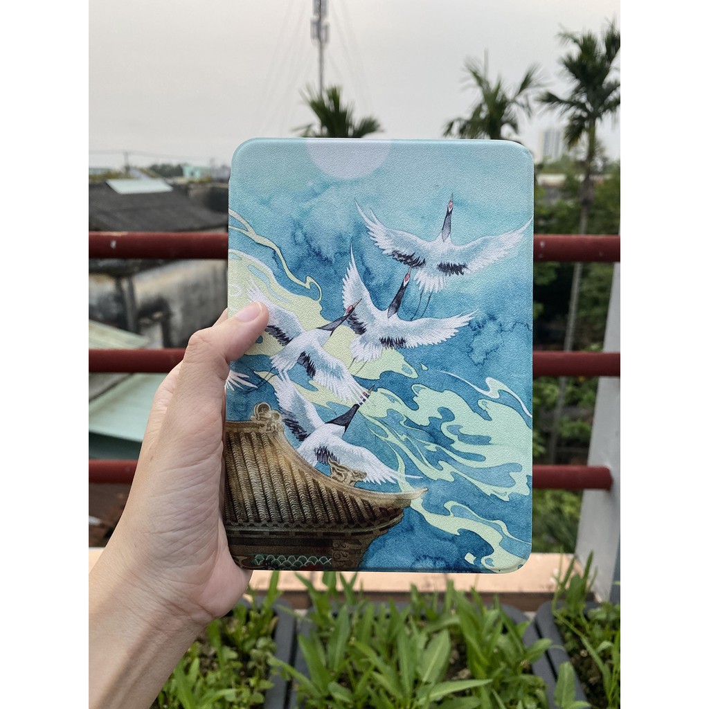 cover ốp lưng dẻo hình hạc trắng cho kindle paperwhite gen 3 ; gen 4 và gen 5
