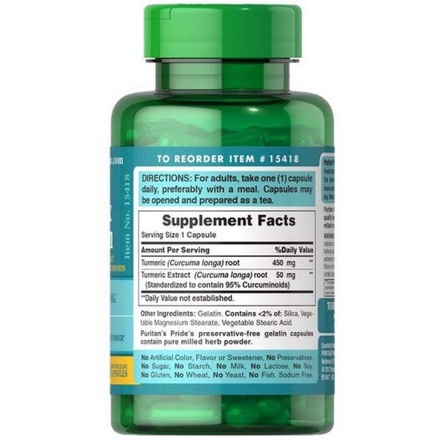 Tinh chất nghệ puritan làm đẹp da nghệ turmeric curcumin 500mg 90 viên, 180 viên của Mỹ