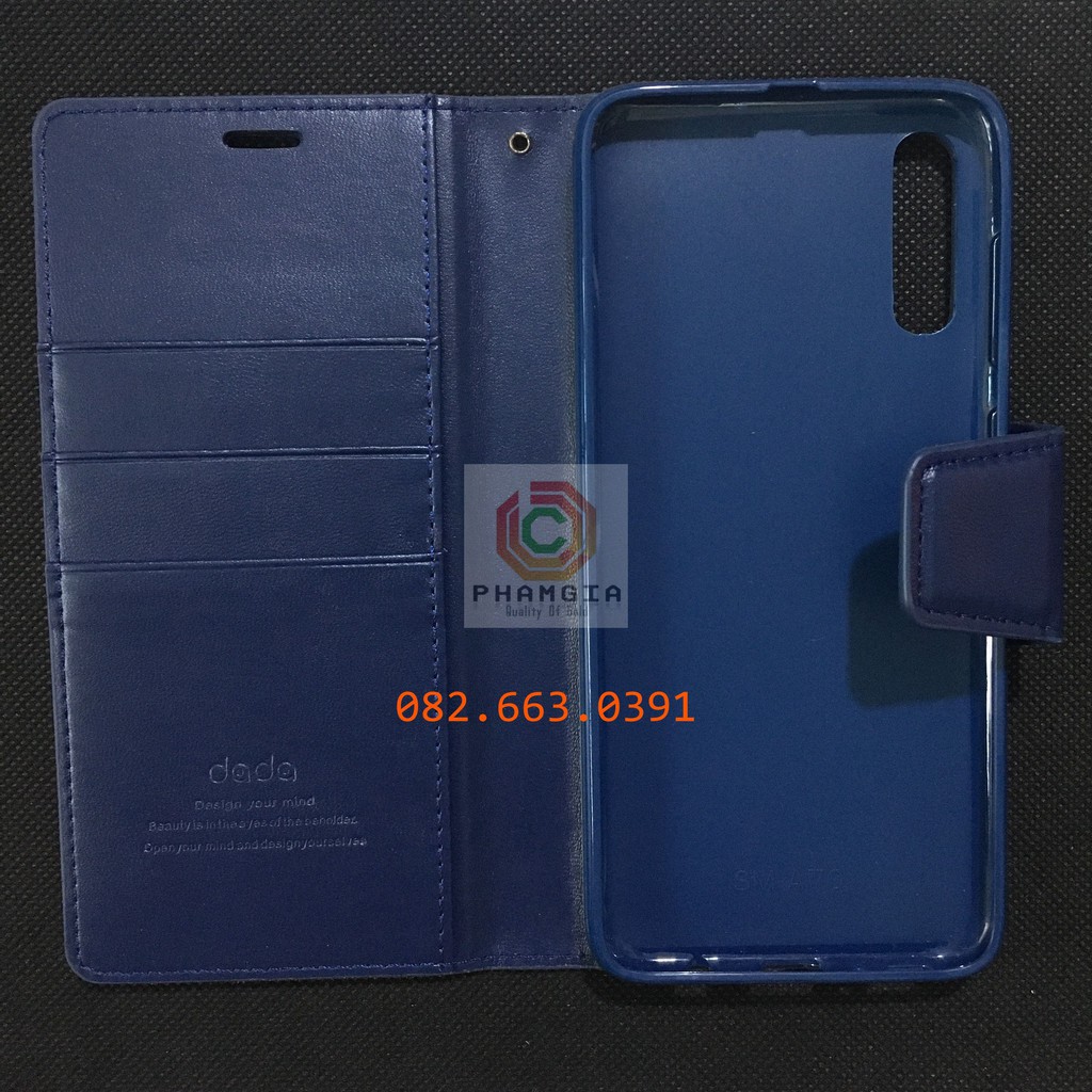 Bao da Samsung A50 A50s A30s A60 A70 da cao cấp, có nắp gập chống đỡ xem phim