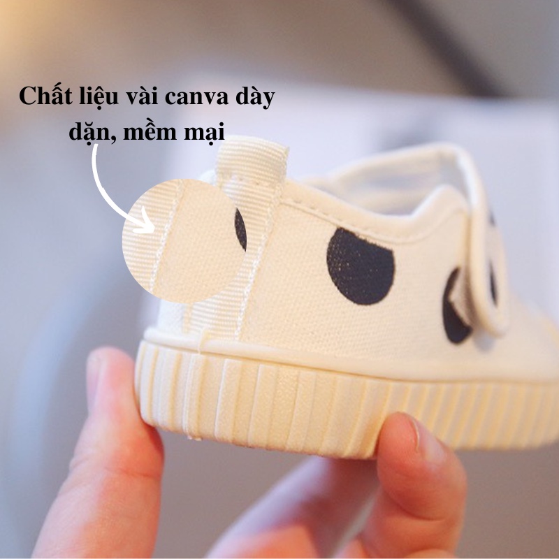 Giày vải canvas cho bé họa tiết chấm bi Bunny store, giày trẻ em gái đế mềm chống  trượt BN11
