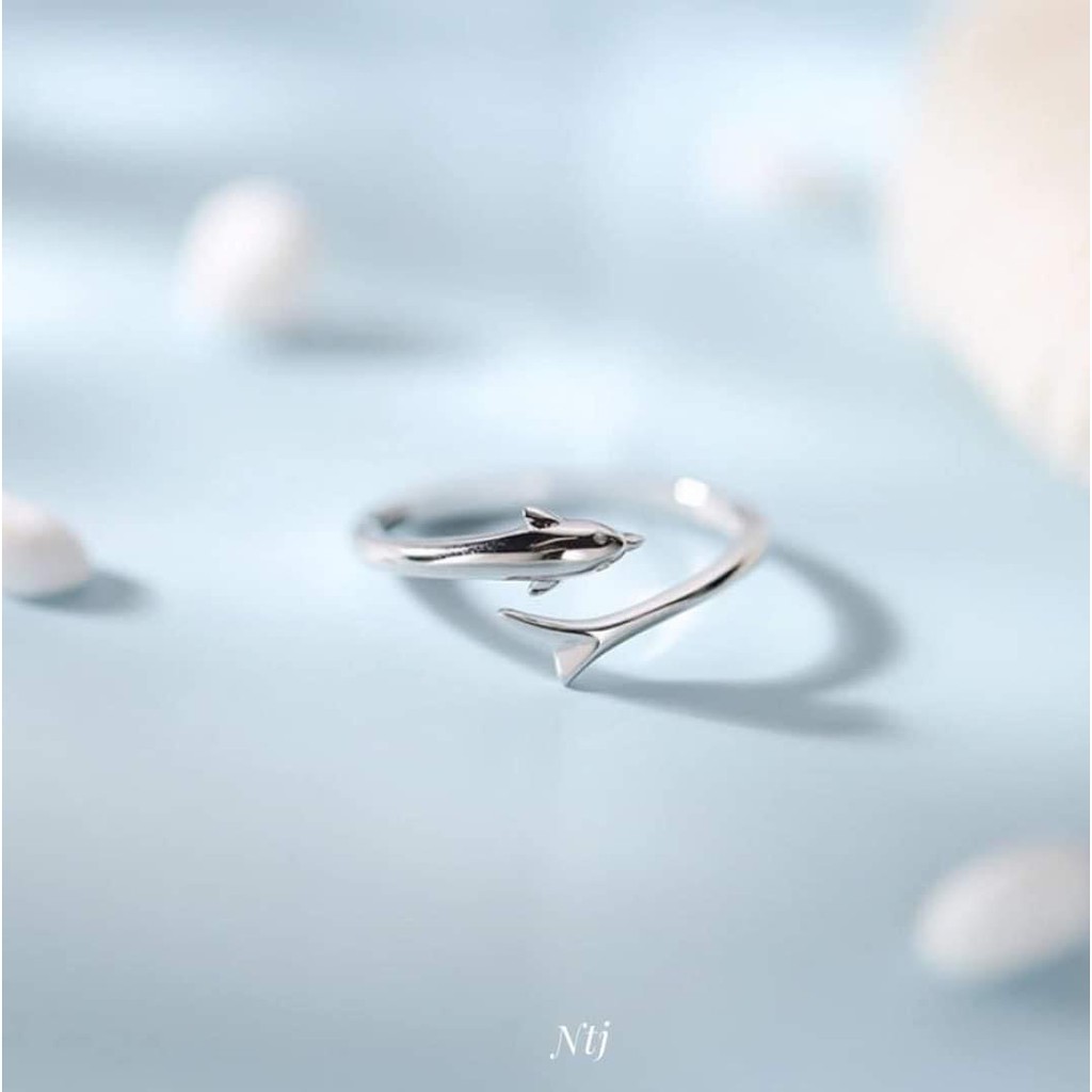 Nhẫn nữ, nhẫn cá heo bạc đẹp suất sắc