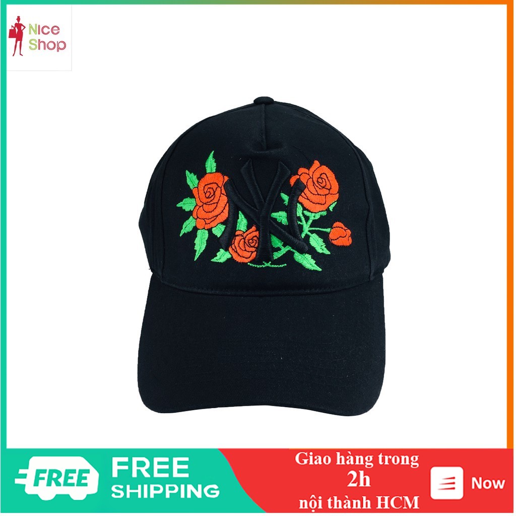 Nón kết nam nữ phối thêu bông hồng NY kết hợp hoa hồng - TT0325
