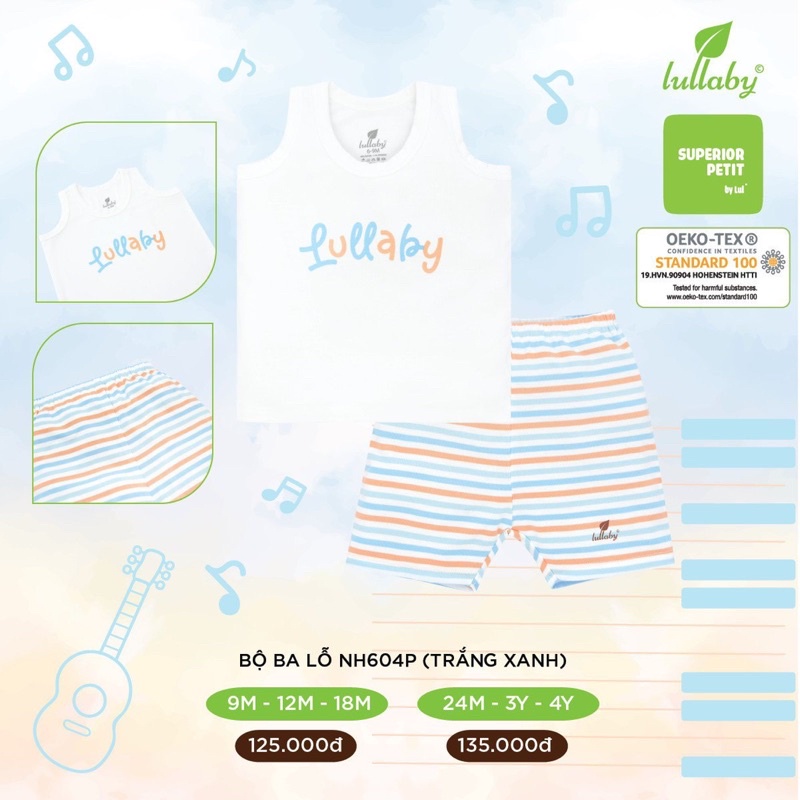 [Lullaby] Bộ Ba Lỗ Cho Trẻ Em Chất Liệu Petit Quần Áo Trẻ Em Hàng Chính Hãng