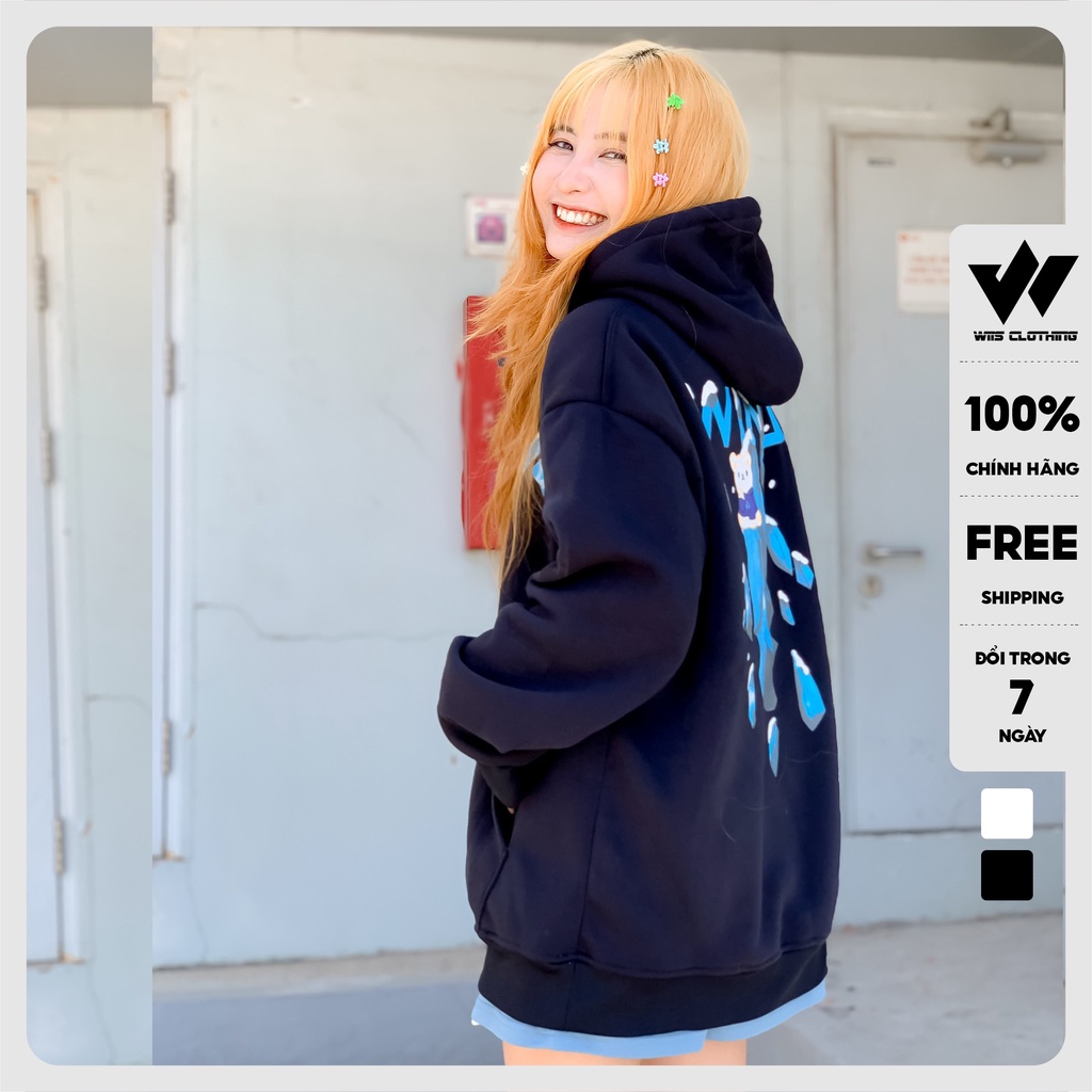 Áo hoodie unisex WIIS form rộng nỉ nam nữ HD22 thời trang thu đông oversize