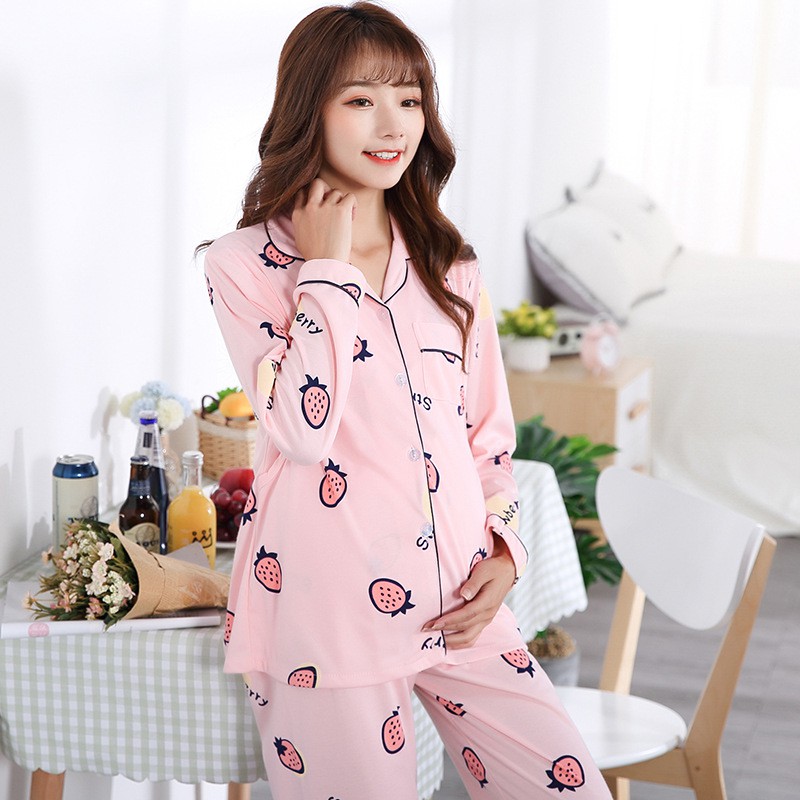 Đồ bộ bầu pijama bà bầu và sau sinh cho con bú ti dài tay thu đông mặc nhà có bigsize 80kg