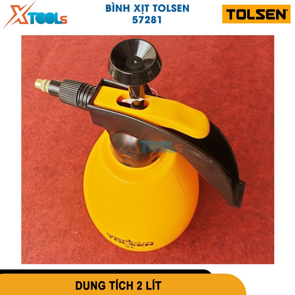Bình xịt phun nước 2 lít tolsen 57281, ron phốt cao su, thép cứng gia nhiệt, độ đàn hồi cao, vỏ nhựa [CHÍNH HÃNG][XTOOLS
