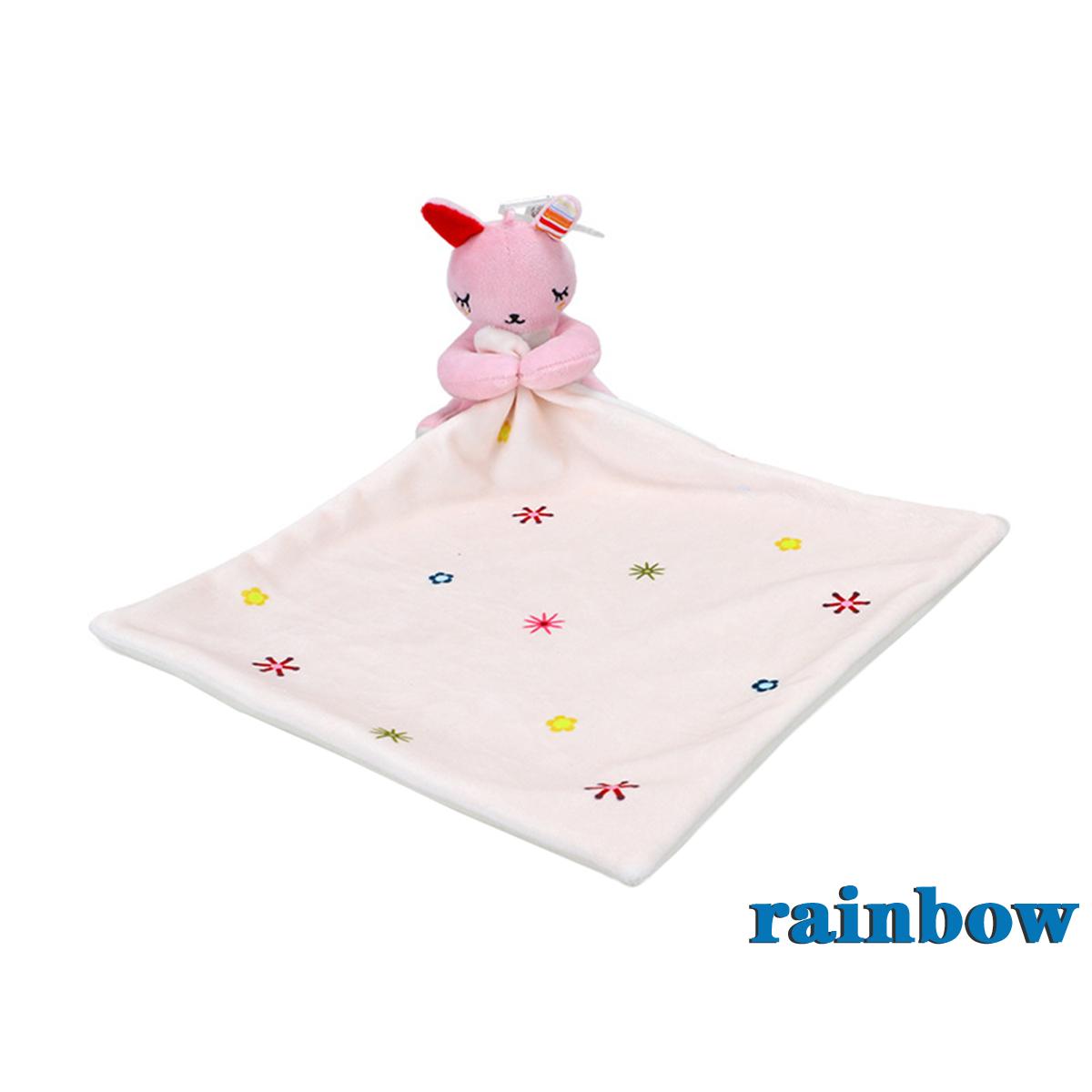 RAINBOW-Baby Security Blanket Baby Cute Animal Soothing Towel Doll Newborn Nibble Sleep Toys Snuggle Blankets