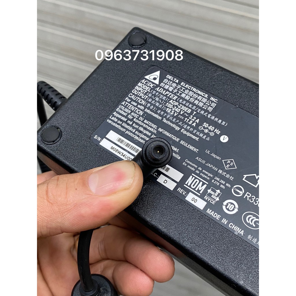 [Mã 273ELHA100K0 hoàn 7% đơn 500K] Sạc laptop DELTA ELECTRONICS,INC MODEL ADP-230EB T 19.5V-11.8A