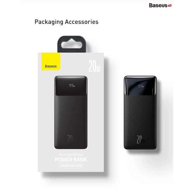 Pin Dự Phòng Baseus Bipow Digital Display Power bank 10000mAh 15W Đen