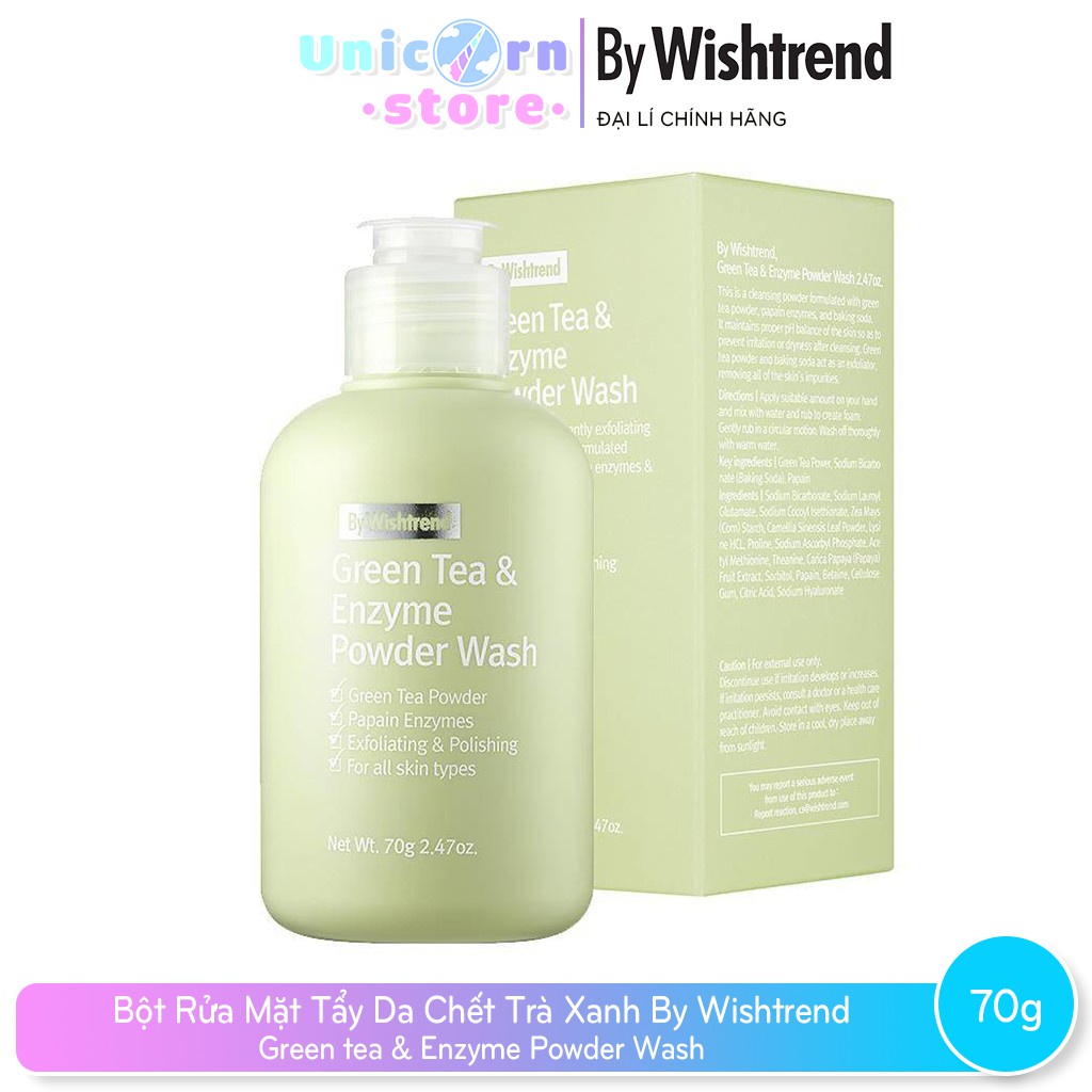 Bột Rửa Mặt BY WISHTREND Green tea & Enzyme Powder Wash