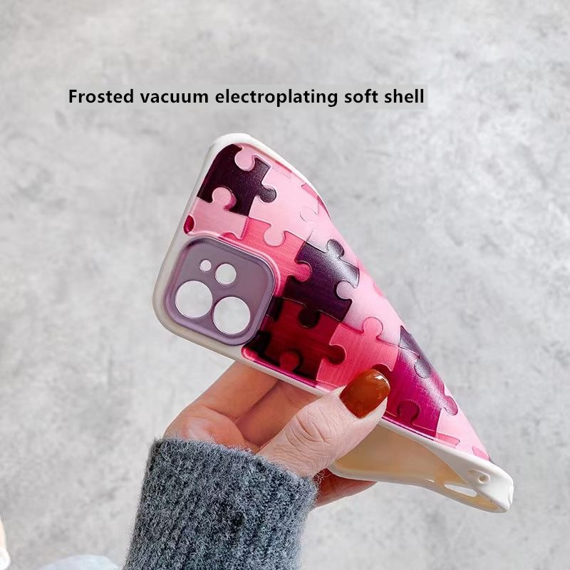 Ốp điện thoại nhám hình mảnh ghép dành cho iPhone 7 7plus 8 8plus x xr xs 11 12 promax | BigBuy360 - bigbuy360.vn