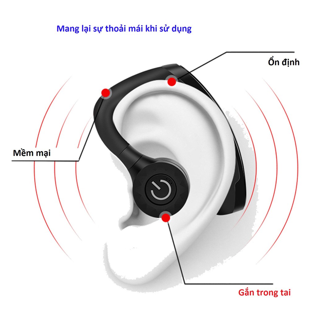 Tai Nghe Bluetooth V11 móc vành tai chống ồn kèm mic