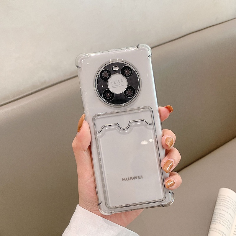 Ốp Điện Thoại Silicon Mềm Trong Suốt Có Ngăn Đựng Thẻ Cho Huawei P30 P40 Pro Mate 30 40 Pro