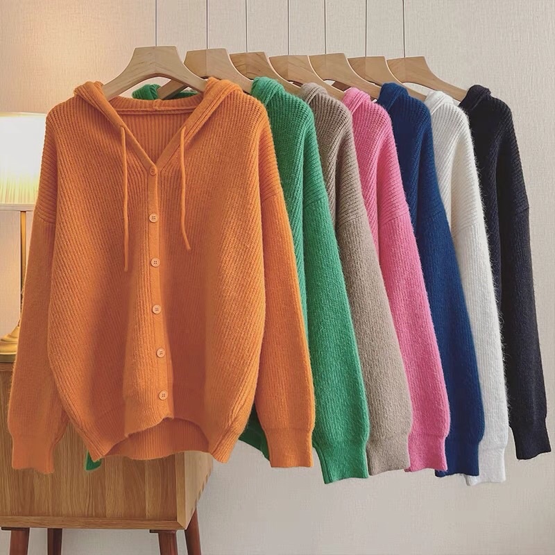 Áo len mũ cài cúc⚡️ANDUSTORE⚡️chất mềm đẹp