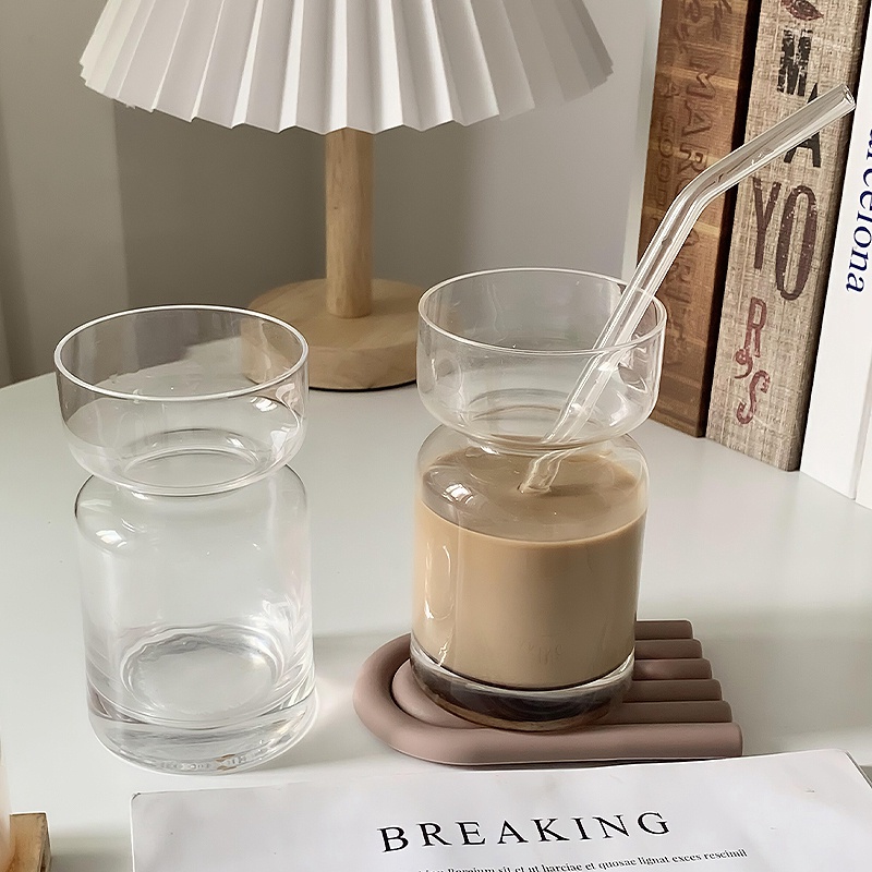 Ly Thủy Tinh Uống Cà Phê/Nước Ép Thiết Kế Trong Suốt Sáng Tạo