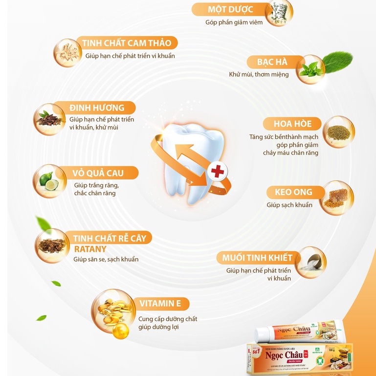 Kem đánh răng dược liệu Ngọc Châu truyền thống 170g